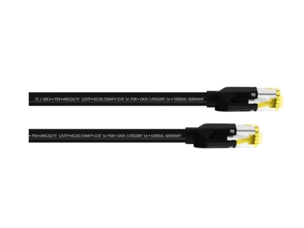 Cordial 15532 Rj45 Netzwerkkabel, Patchkabel Cat 5E S/Utp 0,30 M Schwarz Pur-Mantel 1 Stück