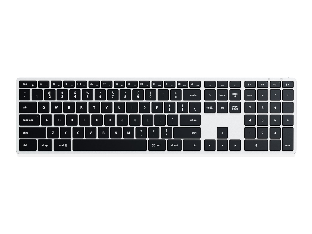 Satechi X3, Volle Größe (100%), Kabellos, Bluetooth, Qwerty, Schwarz, Silber