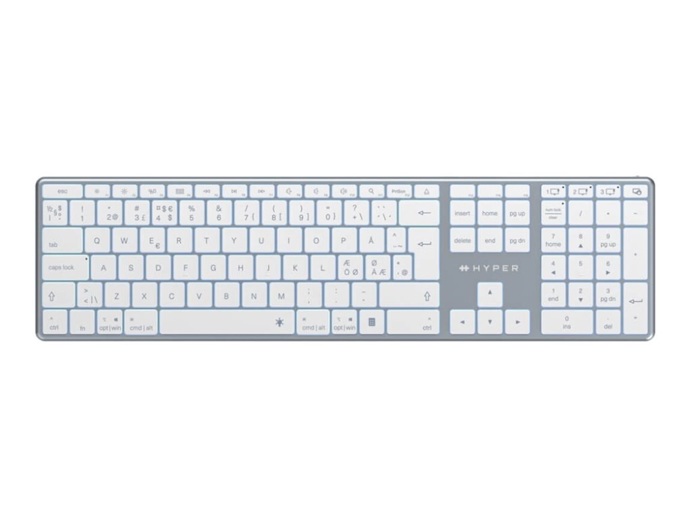 Targus HyperSpace - Tastatur - full size - bagbelyst - trådløs - Bluetooth 5.0 - QWERTY - Nordisk - space grey
