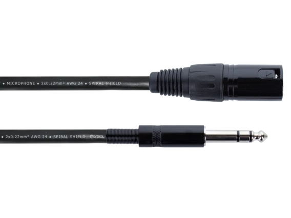 Cordial 14812, XLR, urosliitin, 6.35mm, urosliitin, 3 m, musta
