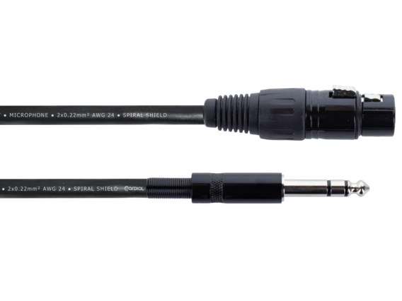 Cordial 14820, XLR, Hunstik, 6.35mm, Hanstik, 1 m, Sort