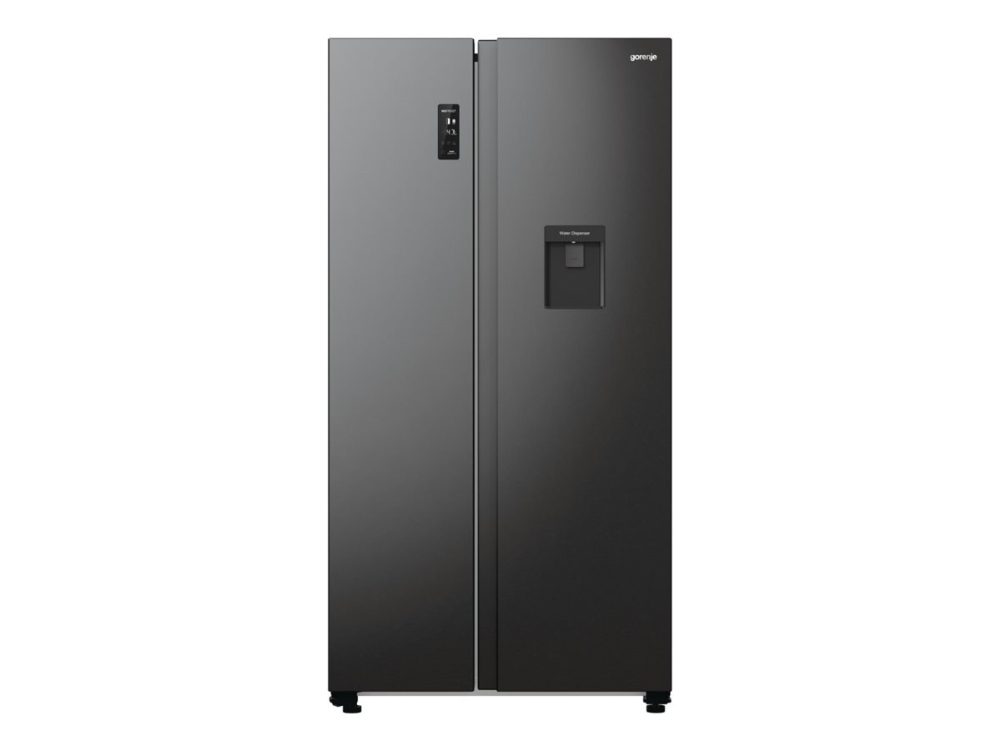 Gorenje Advanced NRR9185EABXLWD - Kylskåp/frys - sida vid sida med vattenbehållare - bredd: 91.5 cm - djup: 67 cm - höjd: 178.6 cm - 547 liter - Klass E - svart | Vitvaror - Kyl & Frys - Side-by-Side | GameStuff