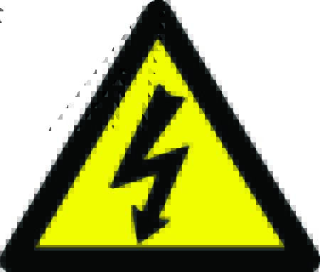 JO SAFETY Skilt trekant 100x100x100mm gul med sort lyn selvklæbende vinyl