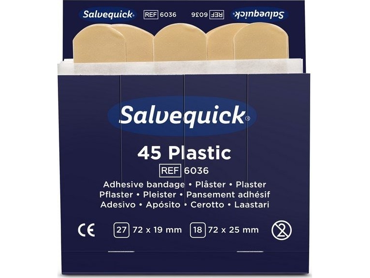 Plaster Salvequick vandafvisende 6036, plast, pakke a 6 stk. | Kläder & Säkerhet - Säkerhetsutrustning - Första hjälpen | GameStuff