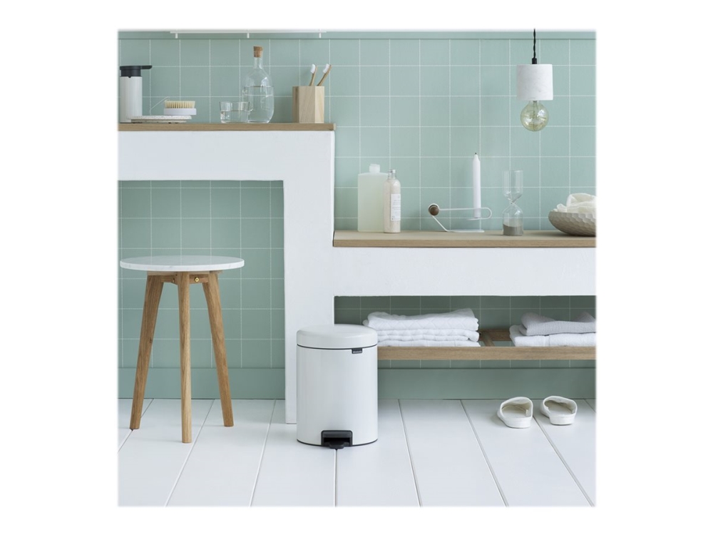 Brabantia Weiß Newicon 112065-Abfalleimer Mit Pedal, 5 L, Farbe Edelstahl - Bild 5
