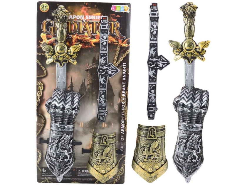 Lean Toys Riterio Rinkinys „Gladiatorius“ su Kalaviju ir Šarvais