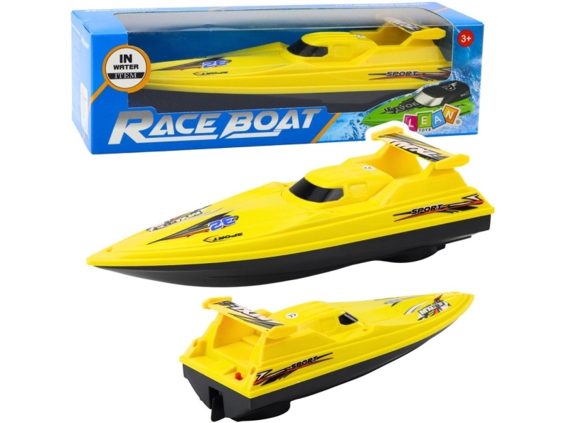 Lean Toys Boat Motorboat Plaukiojanti jachta Baterija Eksploatuojama Geltona