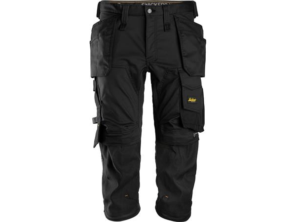 Snickers Workwear 6142 Allroundwork Piratbukser I Stretch Med Hylsterlommer, Sort, Størrelse Str: 48