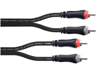 Cordial 14837, 2 X Rca, Hanstik, 2 X Rca, Hanstik, 3 M, Sort, Rød