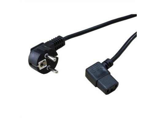 Strømkabel, Vinklet Iec-Stik, Sort, 1,8 M