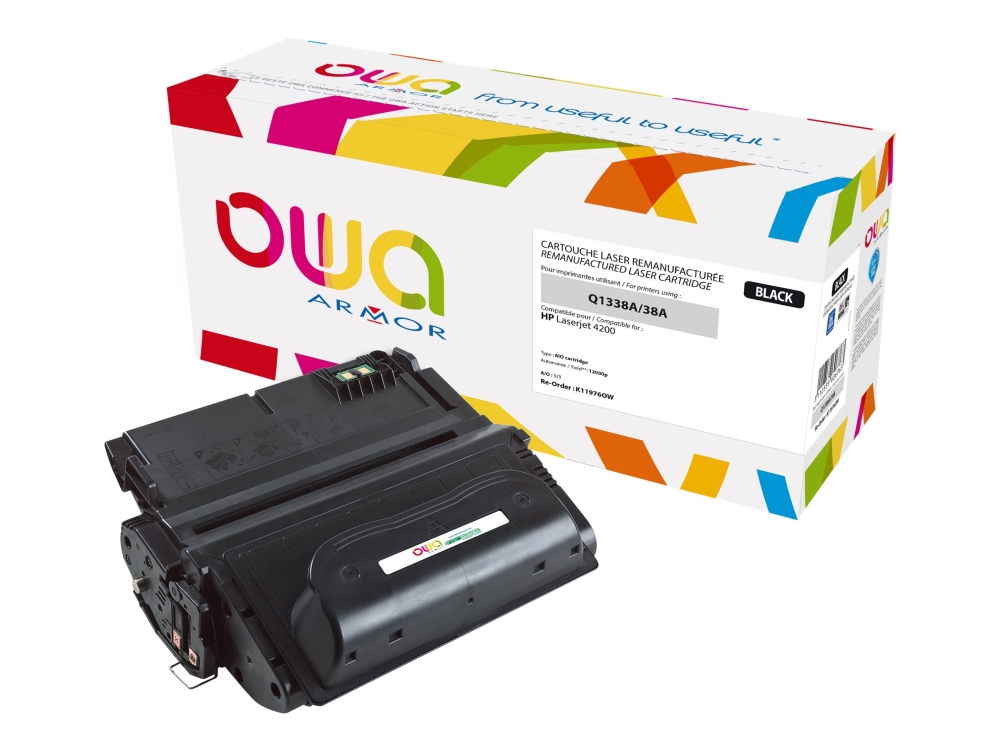 Owa - Sort - Kompatibel - Genproduceret - Tonerpatron (Alternativ Til: Hp Q1338a) - For Hp Laserjet 4200, 4200Dtn, 4200Dtns, 4200Dtnsl, 4200L, 4200Ln