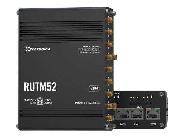 Teltonika Rutm52 - Trådløs Router - Wwan 5-Port Switch - 1Gbe, 5G, Lte, Hspa - Wi-Fi 5 - 3G, 4G, 5G - Din Monterbar På Skinne, Væg-Monterbar, Overfla