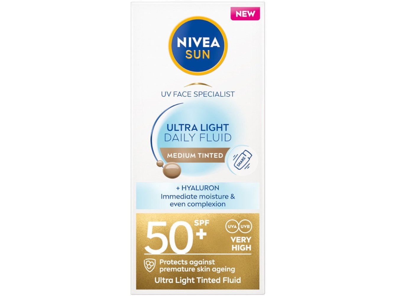 Nivea_Sun Ultra Light Daily Fluid Spf50+ Solbeskyttelsescreme Med Pigment Medium 40 Ml