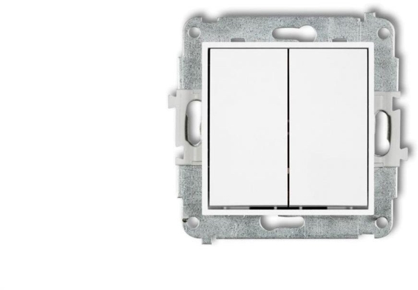 Mini Mechanismus Schalter Für Wechselschaltung (Zwei Tasten Ohne Piktogramme, Gemeinsame Versorgung) Weiß Matt 25Mwp-44.1