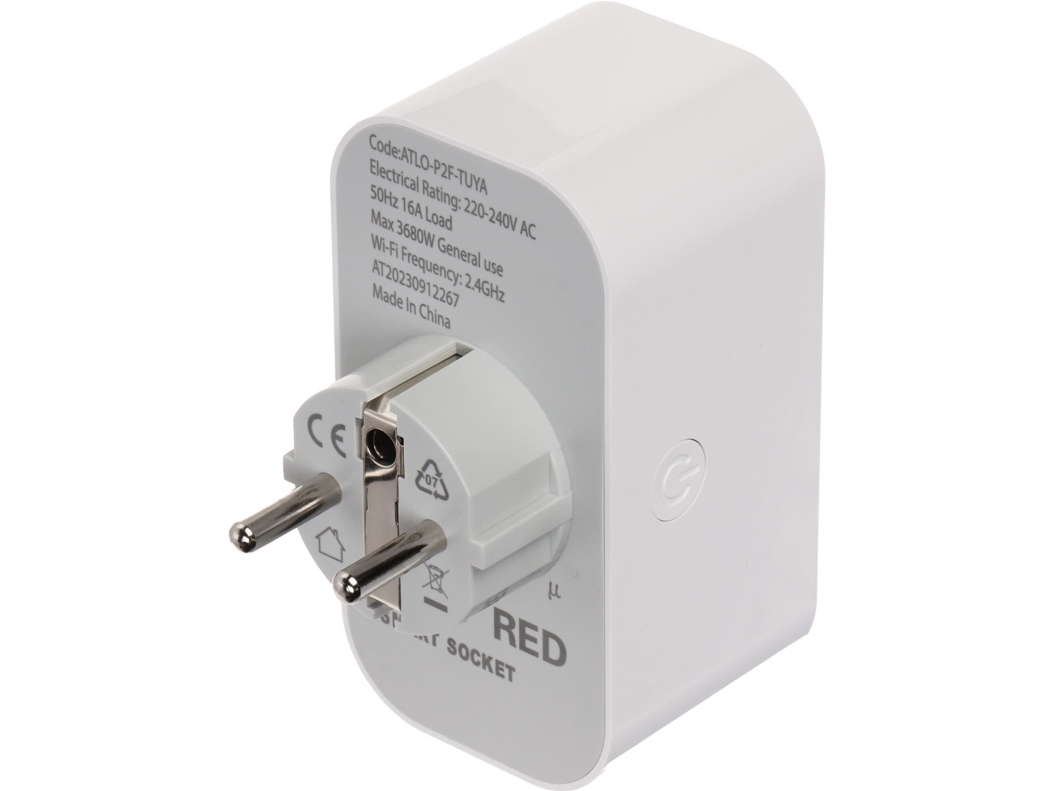 INTELLIGENT eluttag ATLO-P2F-TUYA Wi-Fi, Tuya Smart | Belysning - Intelligent belysning (Smart Home) - Smarta kontakter | GameStuff