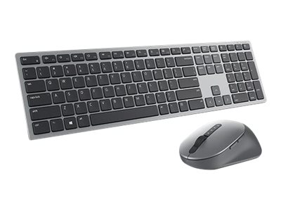 Dell Pro Plus-Tastatur Und -Maus – Km7321w - Uk (Qwerty), Volle Größe (100%), Kabellos, Rf Wireless + Bluetooth, Qwerty, Grau, Titan, Maus Enthalten