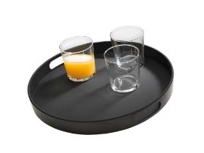 Tjenerbakke Ø35.5x4.5 cm med Kant Anti-slip Melamin Sort,stk | Bordssättning - Par - Plattor | GameStuff