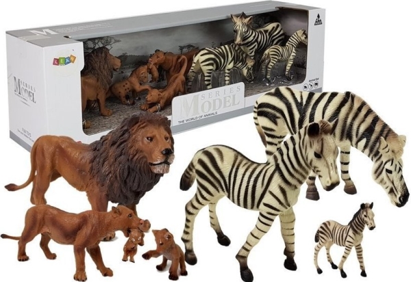 Leantoys Figuren-Set Afrika Wildtiere – Löwen- Und Zebrafamilie