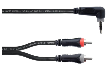 Cordial 14859, 3.5Mm, Hanstik, 2 X Rca, Hanstik, 1,5 M, Sort
