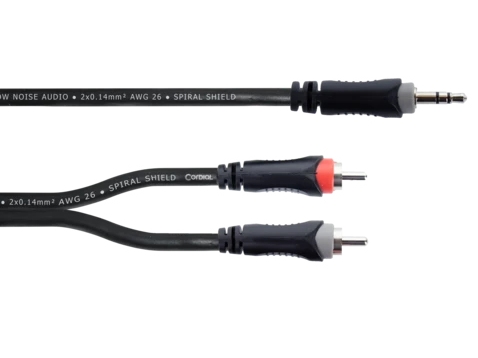 Cordial 14854, 3.5Mm, Männlich, 2 X Rca, Männlich, 1 M, Schwarz, Grau, Rot