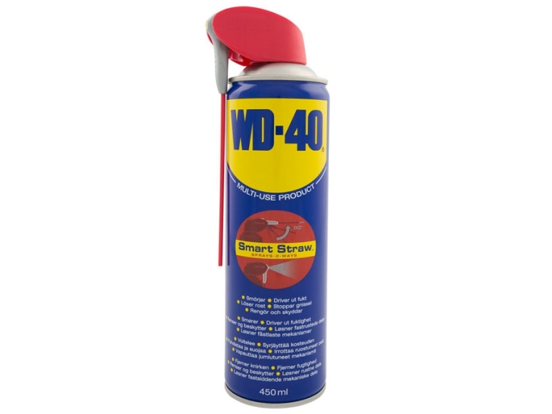 WD40 multiolie spray 450ml med smart straw rør til nøjagtig påføring af smøremidlet