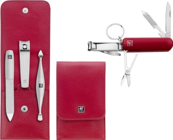 Zwilling Twinox Travel Set - 4-piece leather case - Red