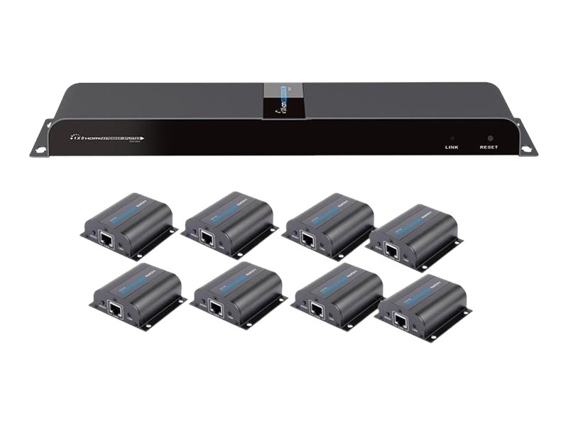 TECHly HDMI 1x8 Extender Splitter over CAT6/6a/7 50m with IR pass-back - Transmitter + 8 receivers - video/ljud/infraröd förlängare - HDMI, infraröd - över CAT 6/6a/7 - 8 portar - upp till 50 m | Datortillbehör - KVM & Switchar - Switchar | GameStuff