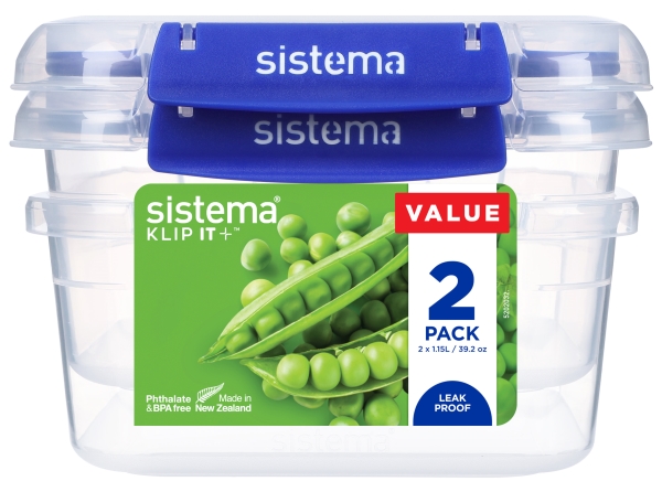 Sistema - Square Klip It Plus 2Pack 1.15L