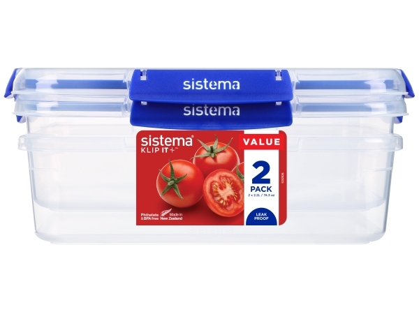 Sistema - 2,2L Rectangle Klip It Plus 2 Pack | Köksutrustning - Köksredskap | GameStuff