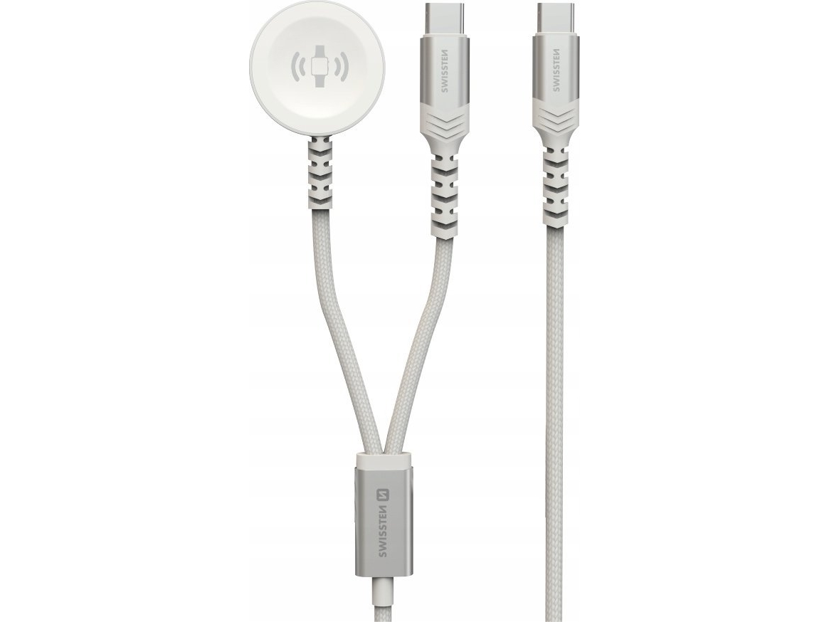Adapter Av Swissten Wireless Charger 2In1 For Apple Watch And Usb-C, Usb-C 1.2 M White