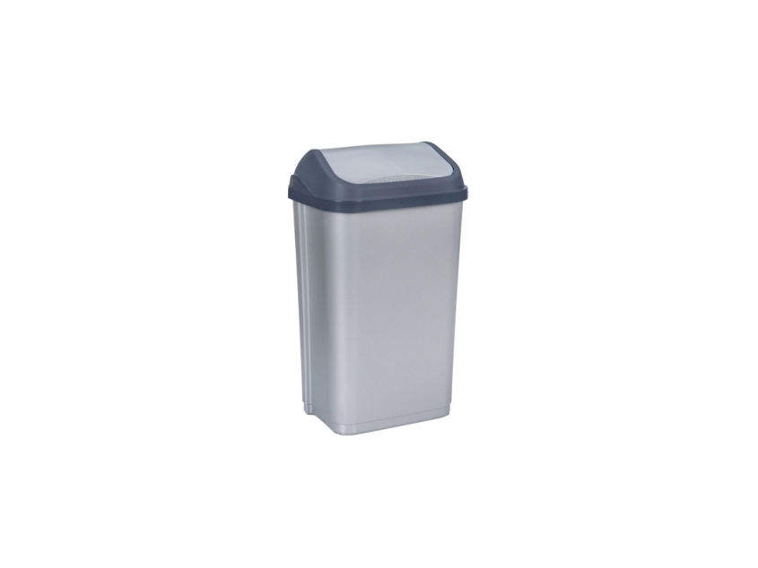 Keeeper Abfalleimer "Swantje", 50 Liter, Silber / Anthrazit Mit Schwingdeckel, Standfest, Abnehmbarer Deckel, - 1 Stück (1030816000000)