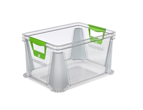 Keeeper Aufbewahrungsbox "Luis", 20 Liter, Transparent Mit Softgriffen In Der Farbe Grün, Stapelbar, Robust, - 1 Stück (1006600100000)