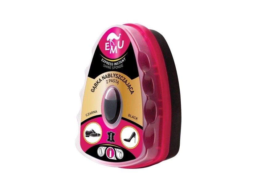 Vaco Emu Express Instant Shoe Shine Schwamm Mit Politur - Schwarz 6Ml