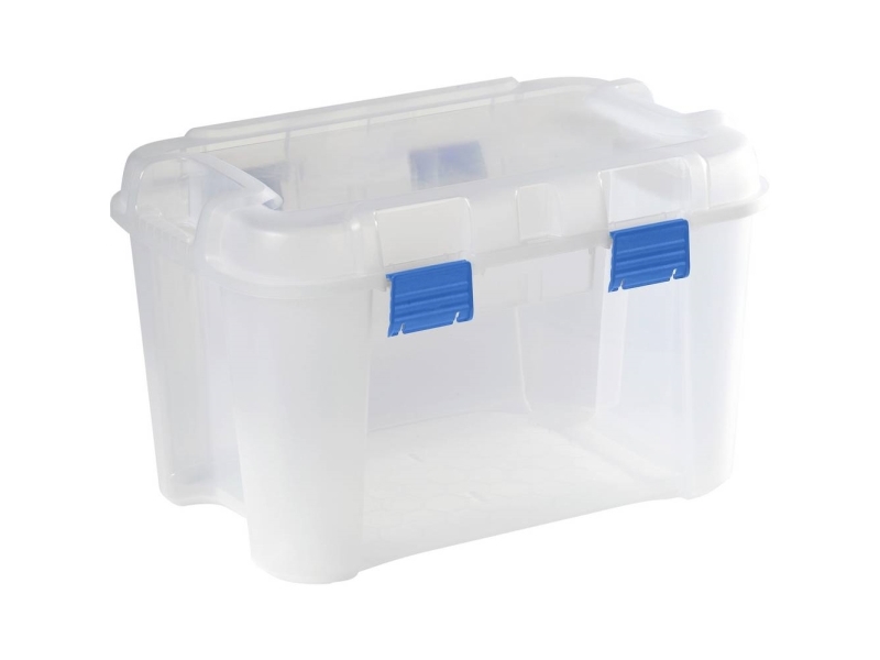 Curver 243696 Opbevaringsboks Totem Box 60L, Transparent / Blau Kan Stables Transparent, Blå 1 Stk
