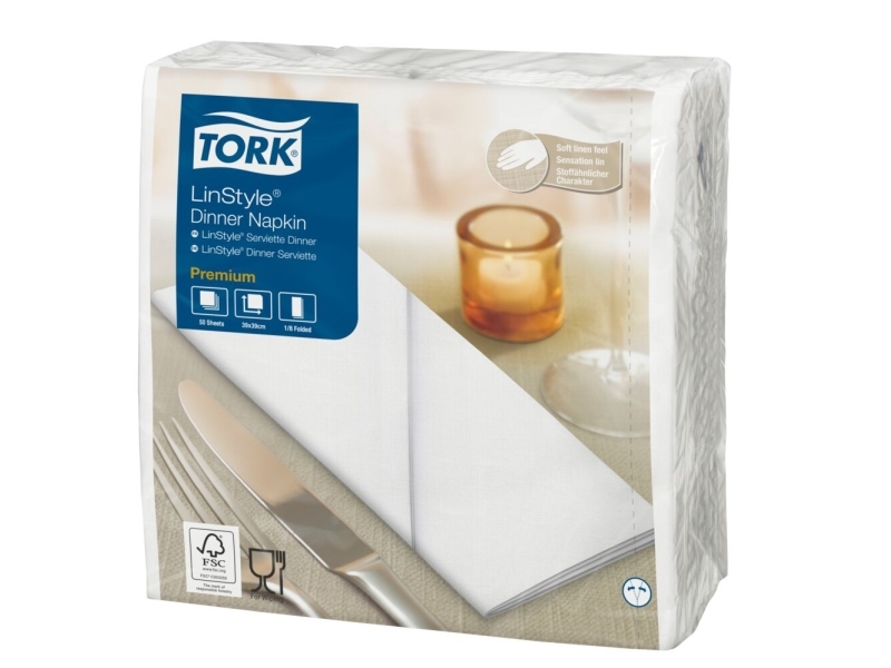 Serviet Tork Linstyle Hvid 39X39cm 1/8 Fold 50Stk/Pak - (12 Stk.)