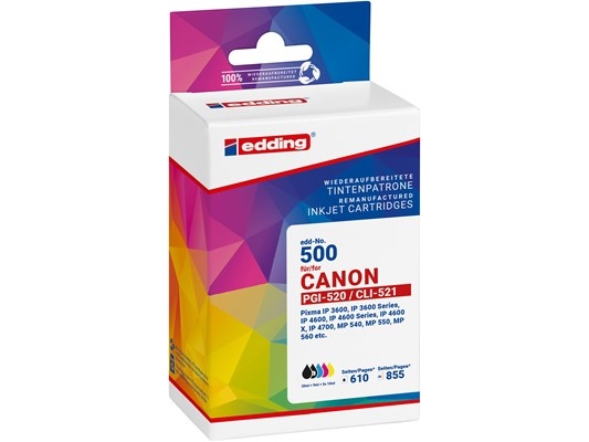 Edding Edd-500, Schwarz, Cyan, Magenta, Gelb, 20 Ml, 10 Ml, 5 Stück(E), 610 Seiten, Multipack