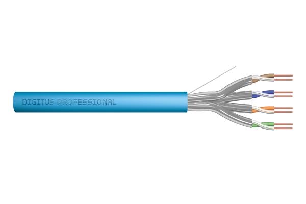 Digitus Digitus Installationskabel Kat.6A, U/Ftp, B2ca, Awg23/1, Lsoh, 100M, Blau, Spule