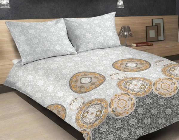 Matex Pościel satyna Exclusive 160x200 Mandala biała beżowa Matex