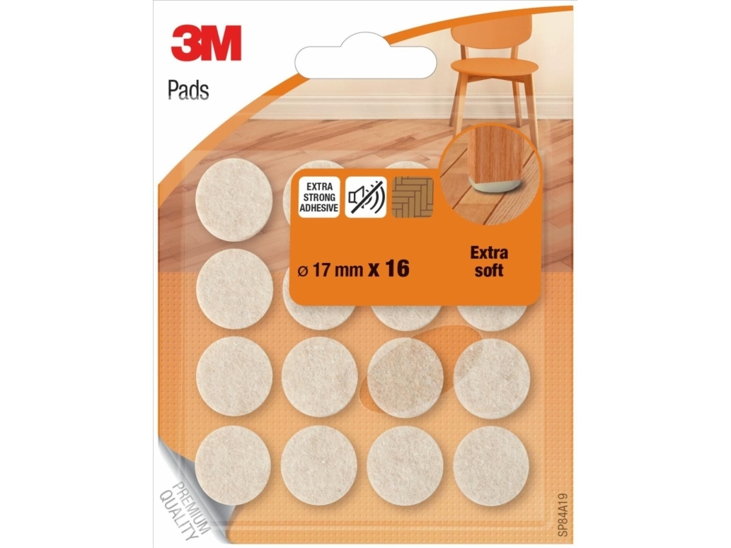 Ullmöbeltassar SCOTCH självhäftande, runda 17 mm, 16 st, beige | Möbler - Stolar & Stolmattor - Stolmattor | GameStuff