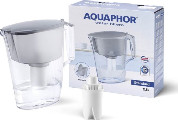 Aquaphor Standard 2,5 L Filterkanne Grau + 1 B15 Standard Kartusche