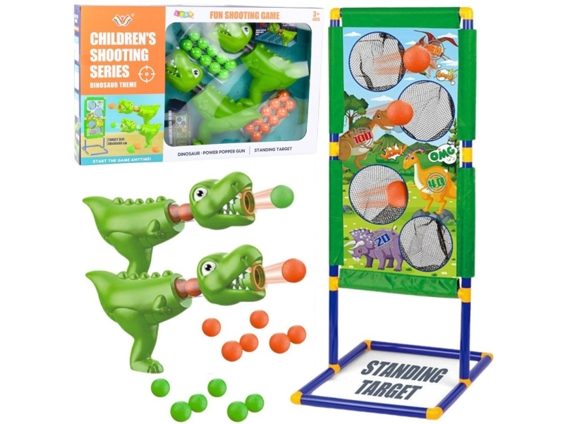 LeanToys skydespil (dart) sæt: målskive/pistol Dinozaurer