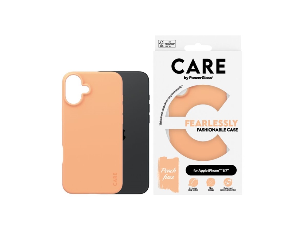 CARE by PanzerGlass - Baksidesskydd för mobiltelefon - termoplastisk polyuretan (TPU), silikonbeläggning - peach fuzz - för Apple iPhone 16 Plus | Tele & GPS - Mobil tillbehör - Skydd & Väskor | GameStuff