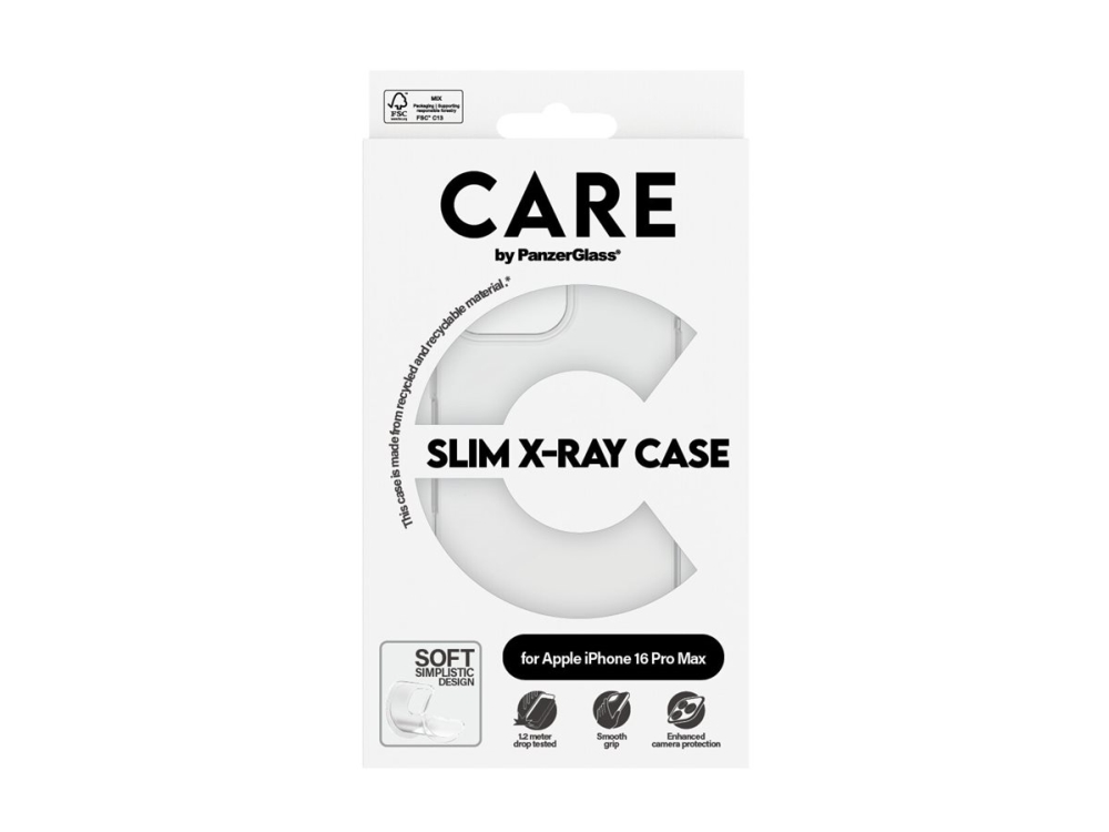 Care By Panzerglass X-Ray - Bagsidecover Til Mobiltelefon - Blød Basis - Selvhelbredende Tpu - Gennemsigtig - For Apple Iphone 16 Pro Max