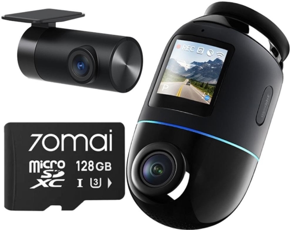 70mai X800 4K Dual - dashcam med bagkamera + 128 GB microSD (sort)