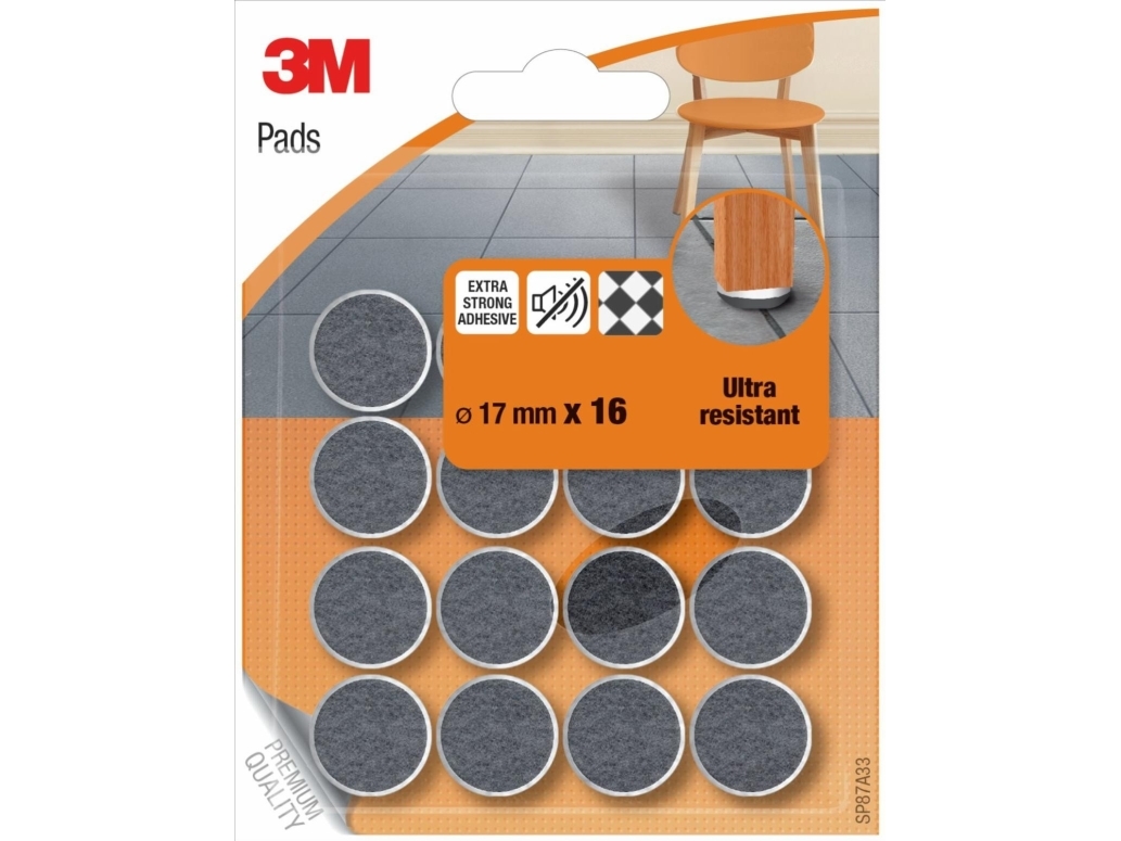 Ultra-resistente filtpuder SCOTCH, runde, 17 mm, 16 stk, sort og hvid
