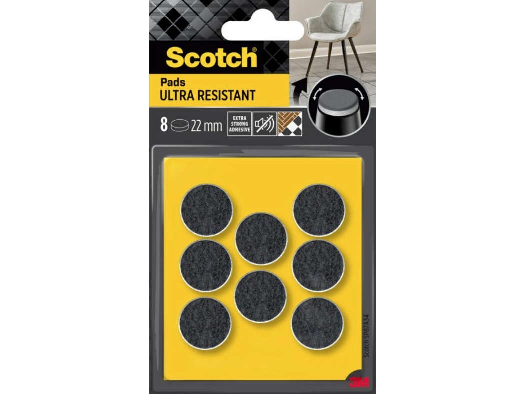 Ultra-resistente filtpuder SCOTCH, runde, 22 mm, 8 stk, sort og hvid