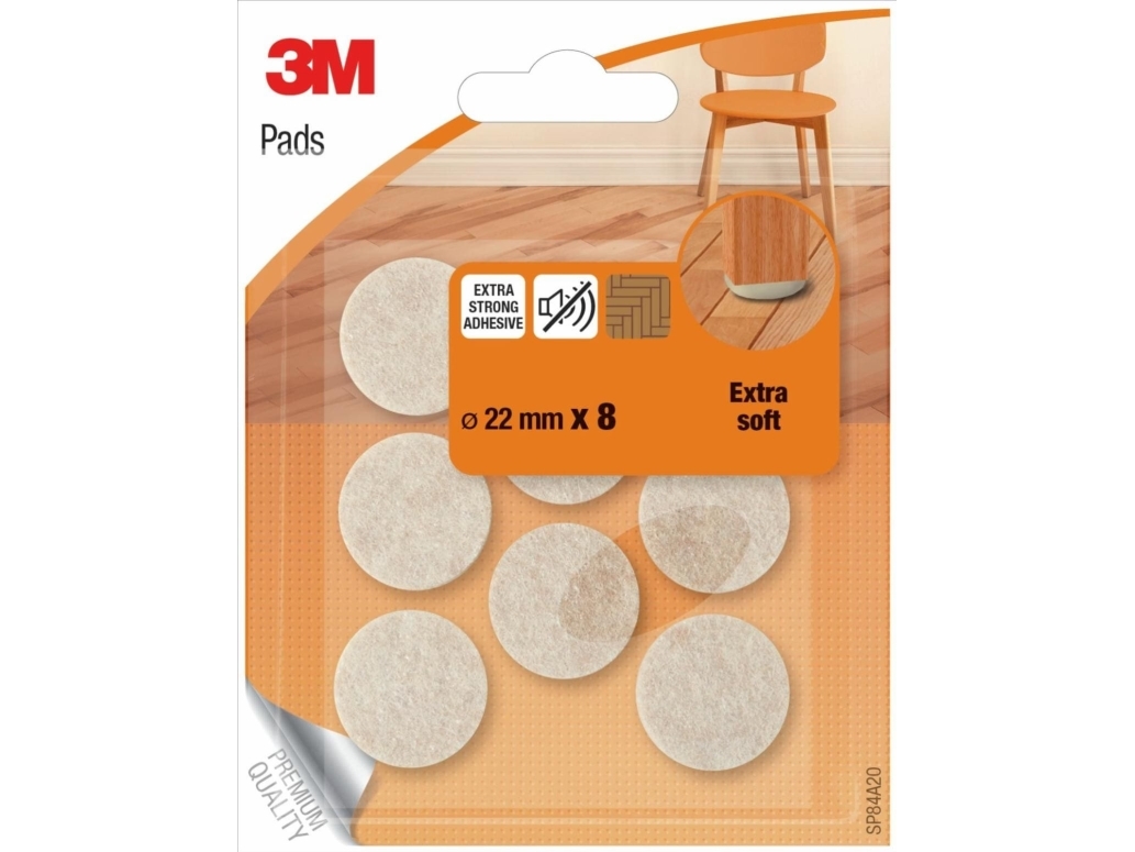 Ullmöbelunderlägg SCOTCH, självhäftande, runda 22 mm, 8 st, beige | Huset - Inredning - Filtdynor | GameStuff