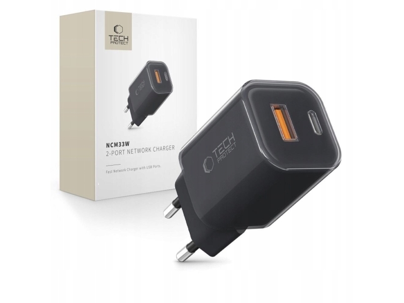Tech-Protect Ncm33w 2-Port Network Charger Pd33w/Qc3.0 Black