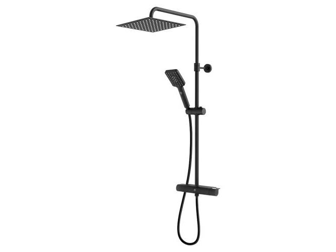 Gustavsberg Aesthetic Square matt svart duschsystem med 250 x 250 mm kvadratisk huvuddusch och handdusch | VVS Artiklar - Badrum - Duschset & Tillbehör | GameStuff