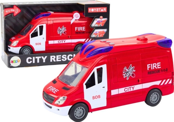 LeanToys Fire Engine Lights Sounds Open Doors Drive Rød